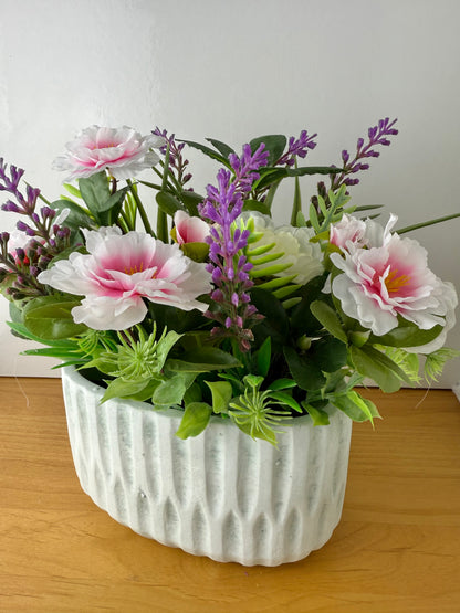 Pink Forever Flower & foiliage display within plant pot