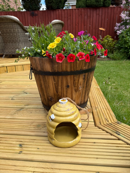 Yellow ceramic Beehive Bird Feeder