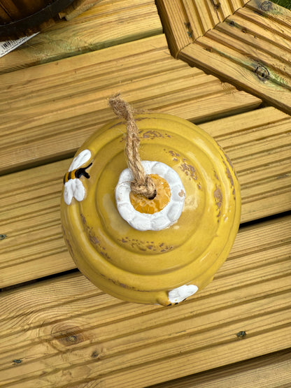 Yellow ceramic Beehive Bird Feeder