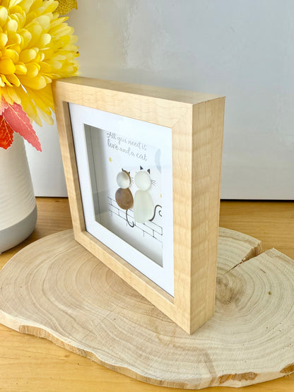 Pebble Frame - All you need is love and a cat