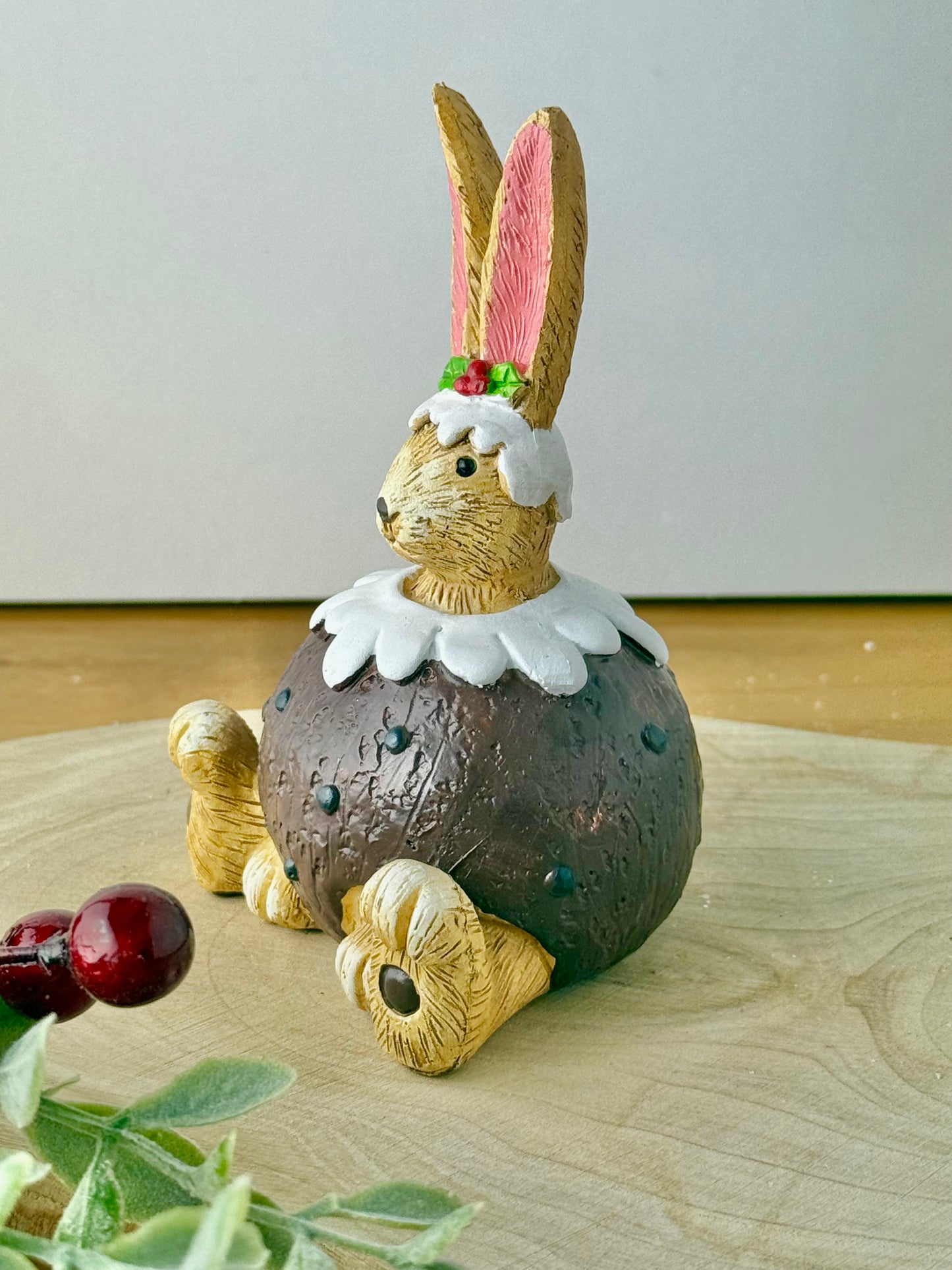 Jasper Rabbit wearing Christmas Pudding Costume