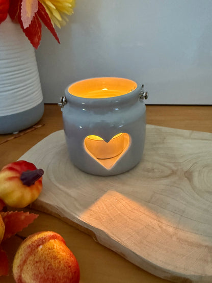Porcelain grey heart lantern