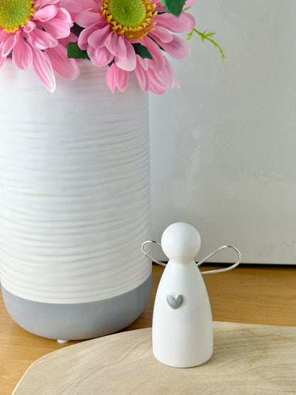Small white & silver ceramic angel