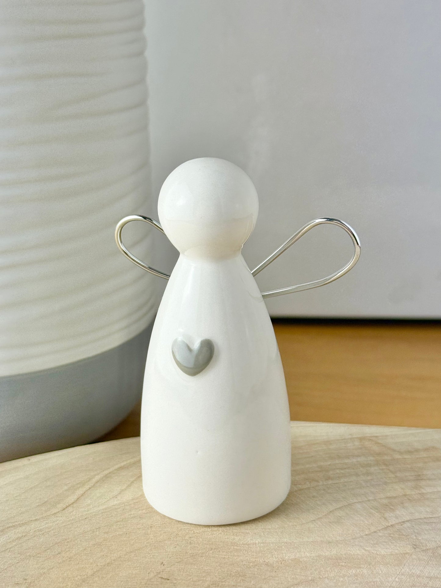 Small white & silver ceramic angel