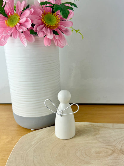 Small white & silver ceramic angel