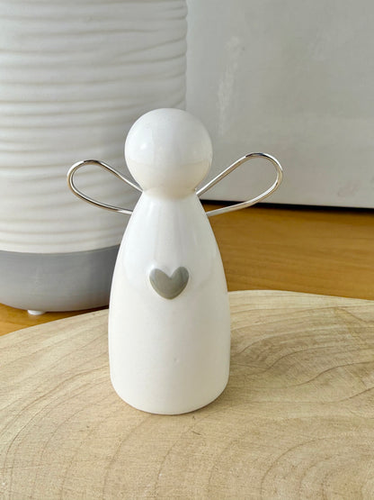 Small white & silver ceramic angel