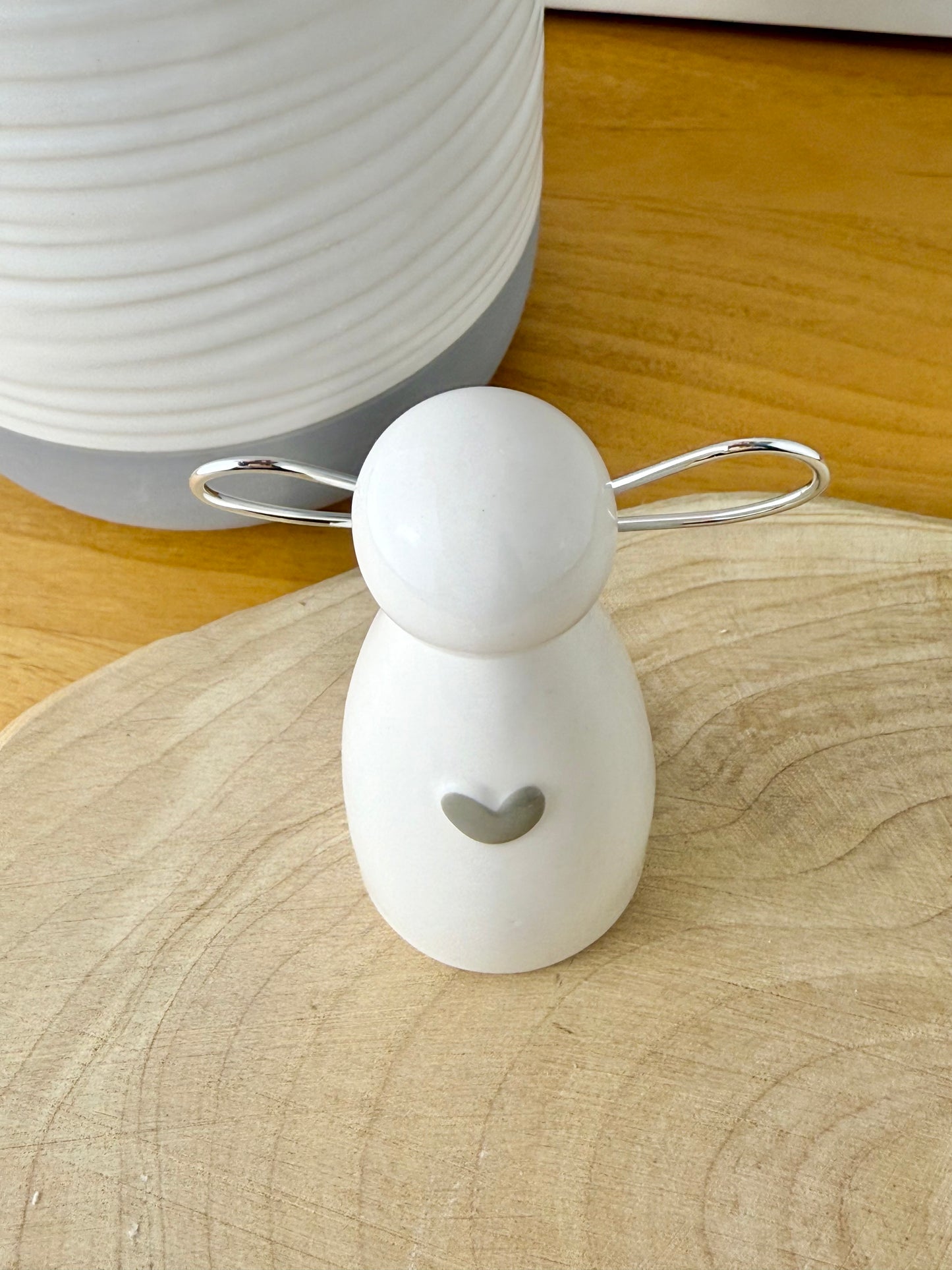 Small white & silver ceramic angel