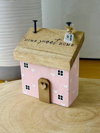 Pink Home Sweet Home Wooden House