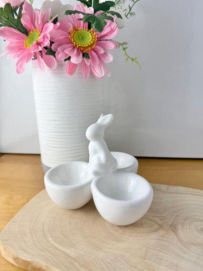 White Ceramic Rabbit Bowl/Egg cups
