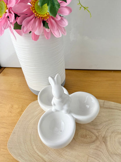 White Ceramic Rabbit Bowl/Egg cups