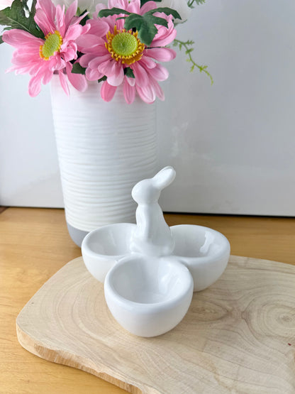 White Ceramic Rabbit Bowl/Egg cups