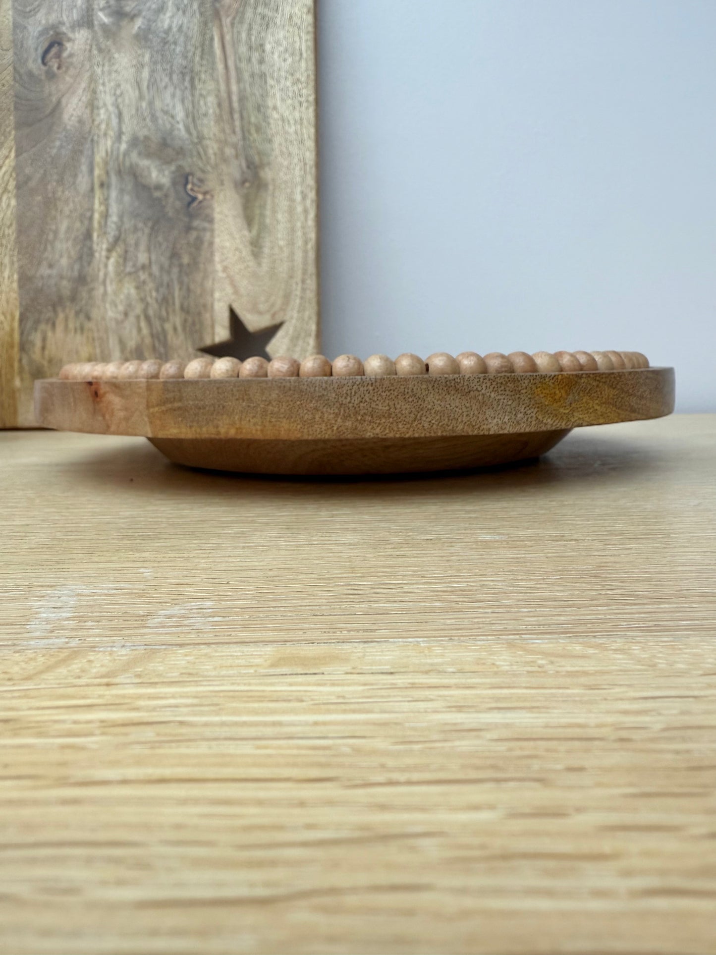 Wooden Beaded Round Plate/Tray
