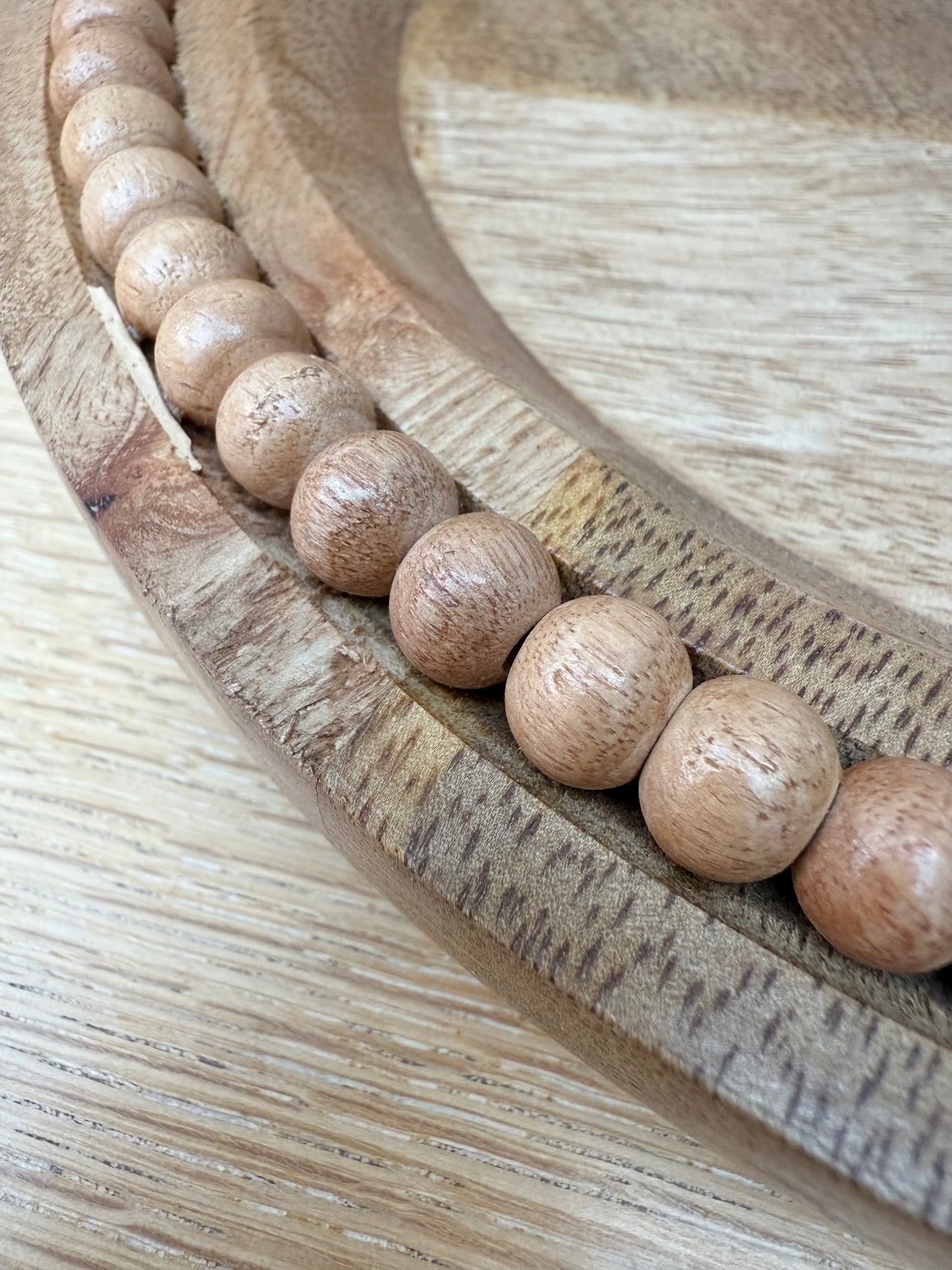 Wooden Beaded Round Plate/Tray