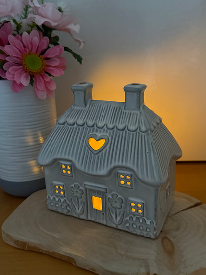 Country Flower Cottage Tea Light Holder