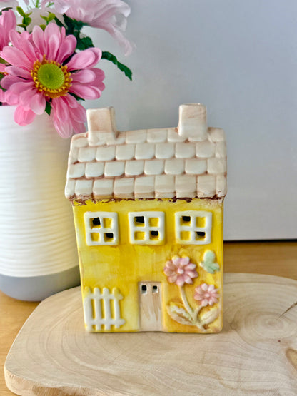 Light up Yellow ceramic Flower House