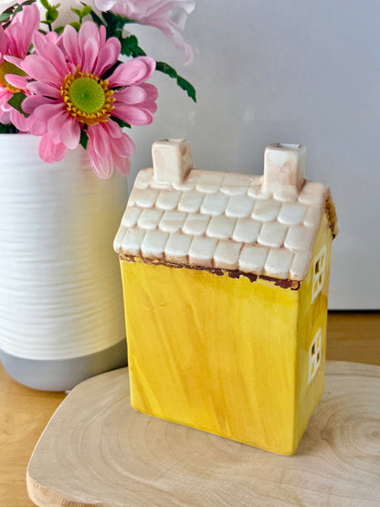 Light up Yellow ceramic Flower House