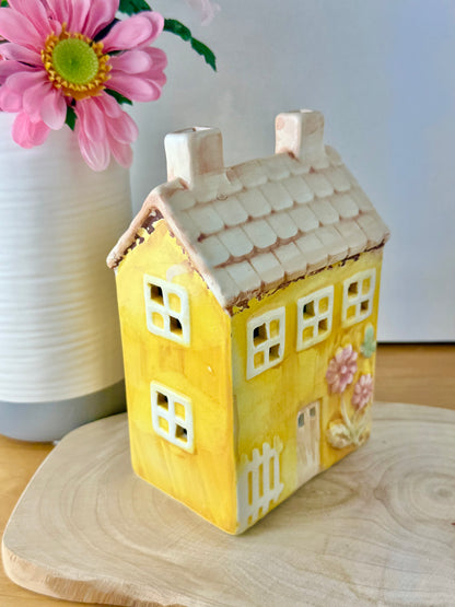 Light up Yellow ceramic Flower House