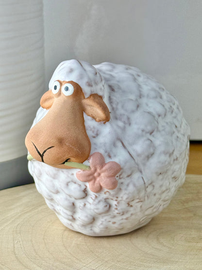 Wooly White Sheep with flower - 2 sizes