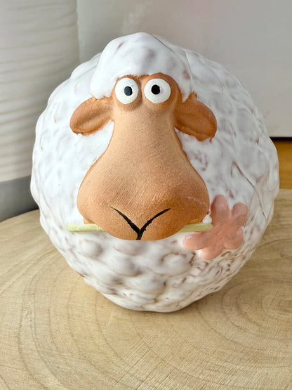 Wooly White Sheep with flower - 2 sizes