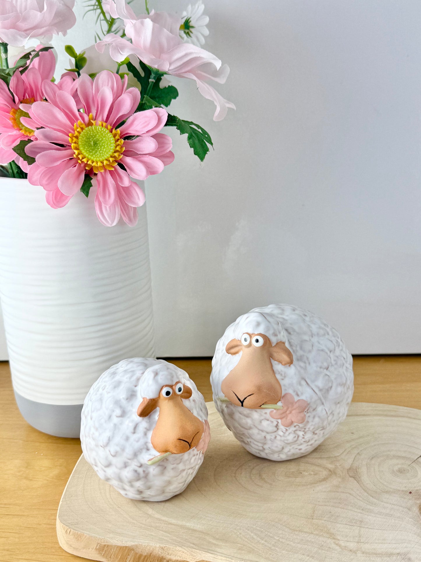 Wooly White Sheep with flower - 2 sizes