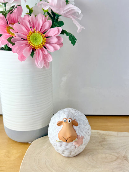 Wooly White Sheep with flower - 2 sizes