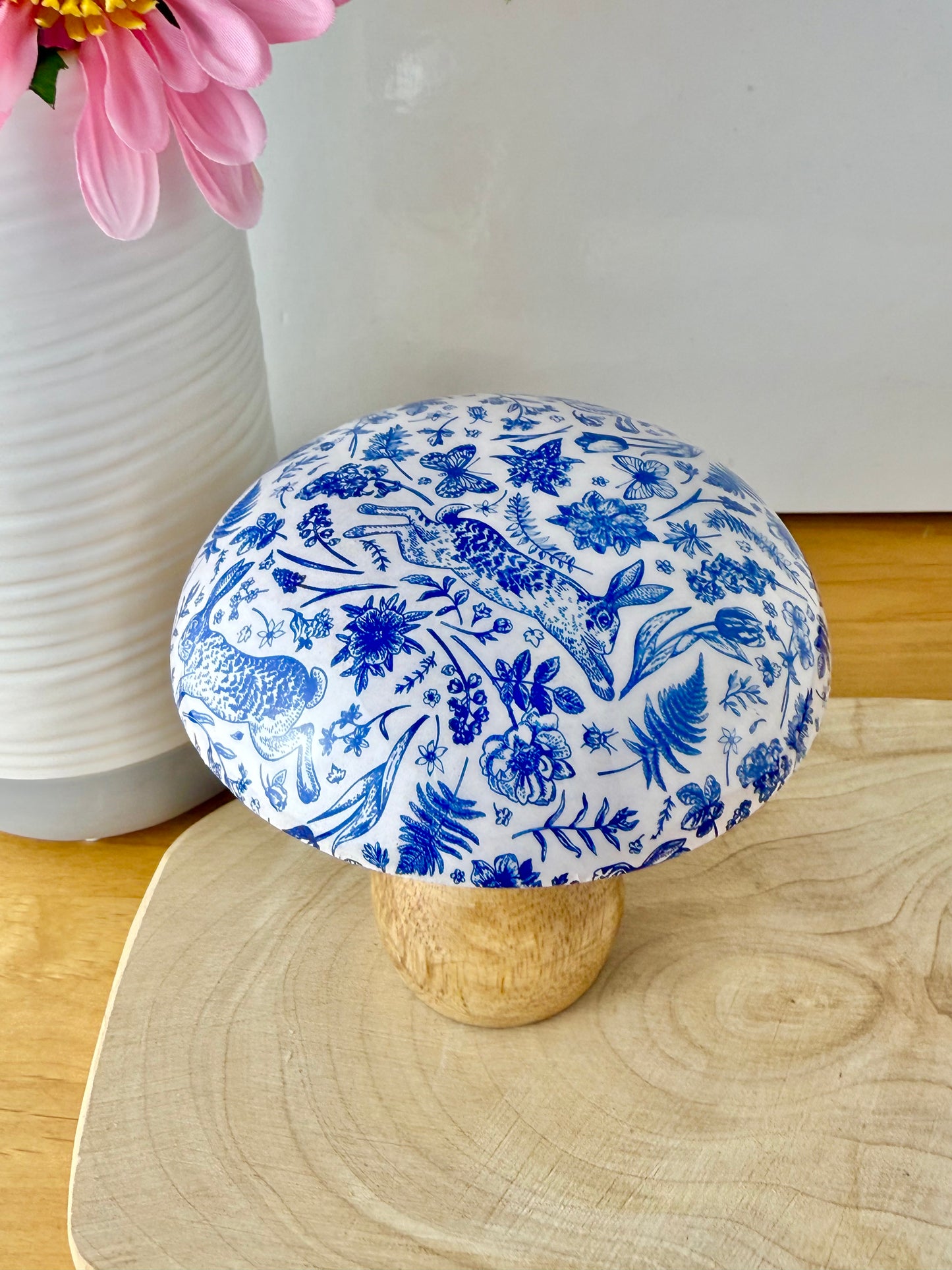Wooden Mushroom - Blue Hare - 2 sizes