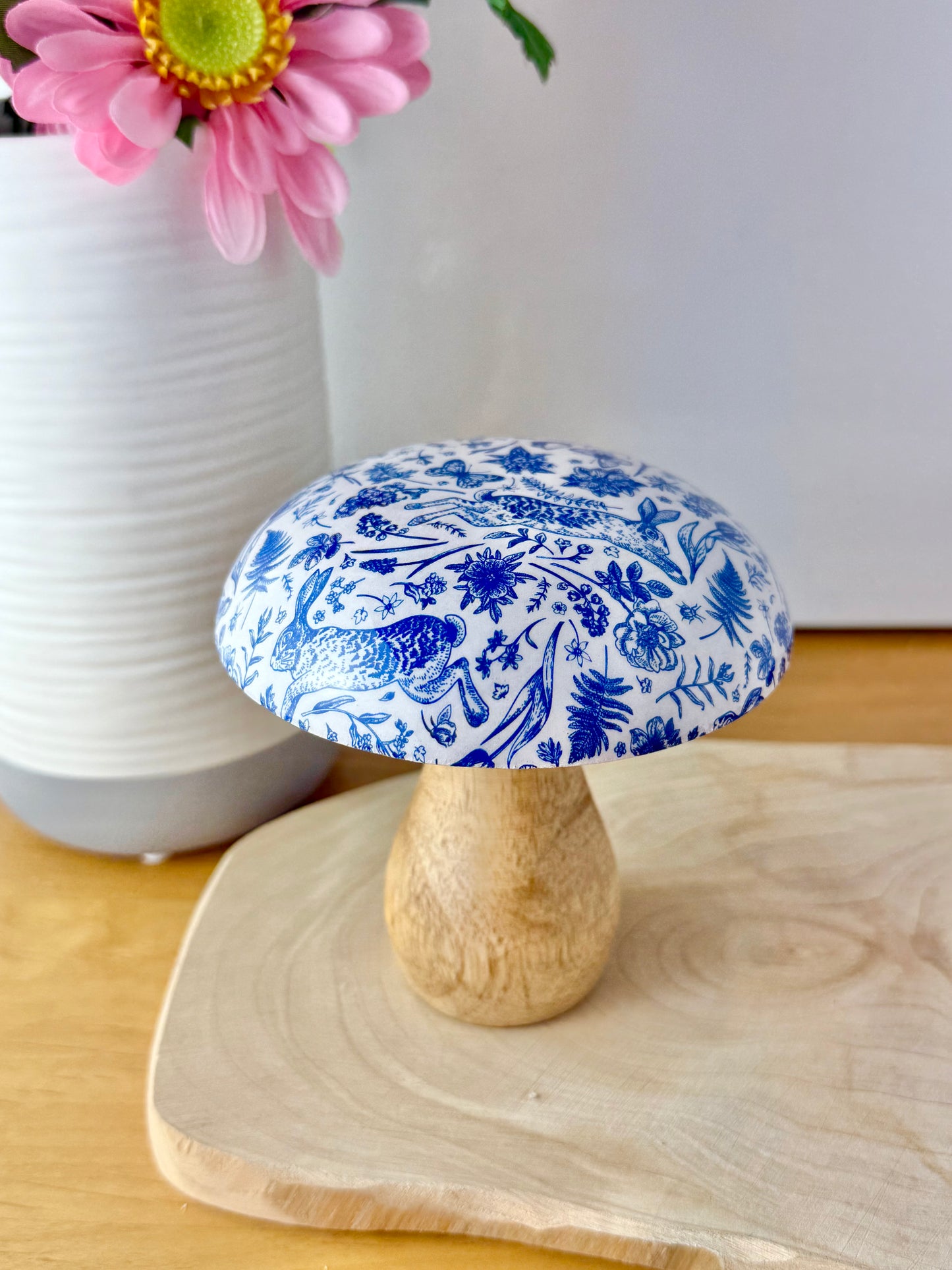 Wooden Mushroom - Blue Hare - 2 sizes