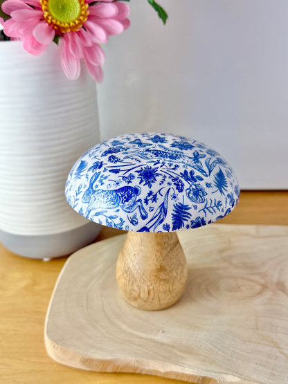 Wooden Mushroom - Blue Hare - 2 sizes