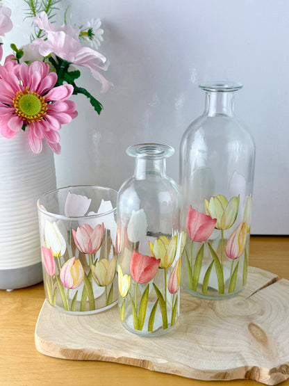 Tulips Glass T-Light Jar