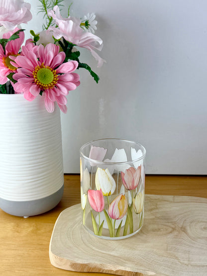 Tulips Glass T-Light Jar