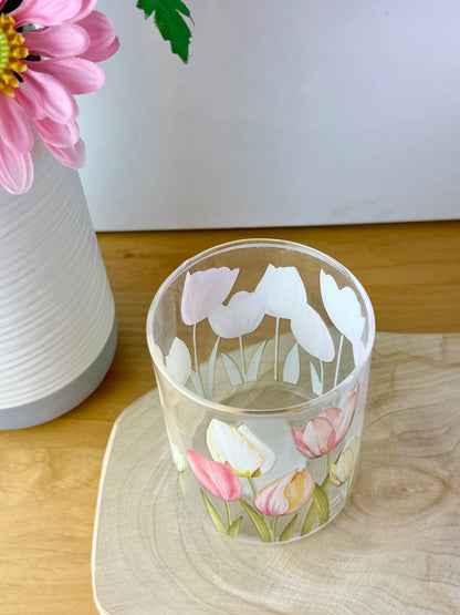 Tulips Glass T-Light Jar