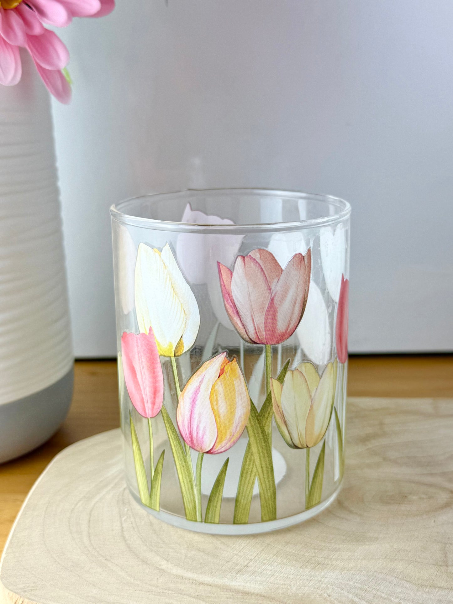 Tulips Glass T-Light Jar
