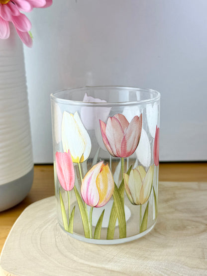 Tulips Glass T-Light Jar