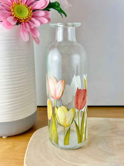 Tulips decorative Glass bottles - 2 sizes