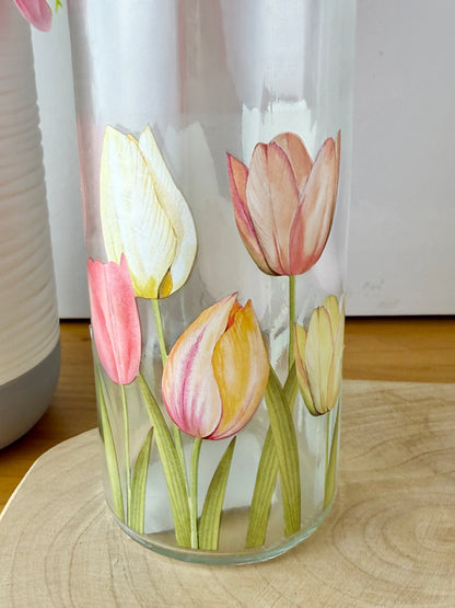 Tulips decorative Glass bottles - 2 sizes