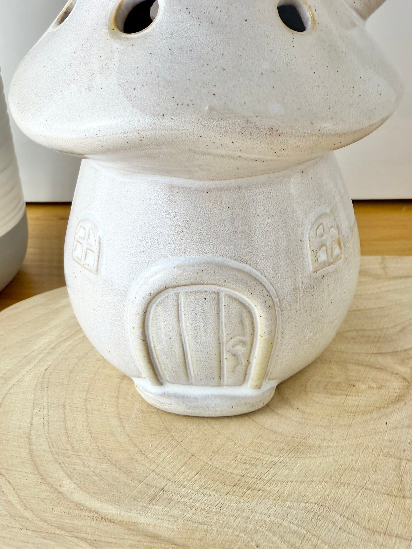 Grey Ceramic Light up Mushroom House