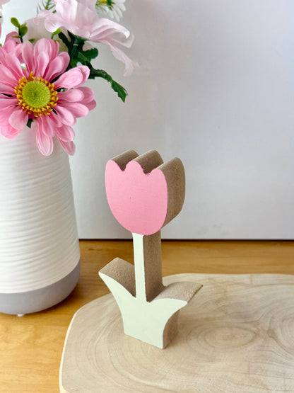 Wooden Tulips in 3 pastel colours - set of 3