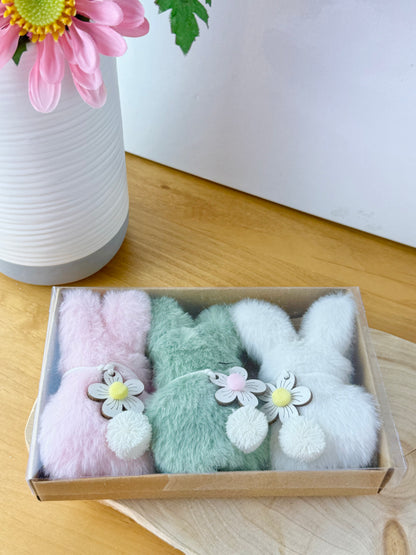 Fluffy pastel hanging Rabbits - set of 3