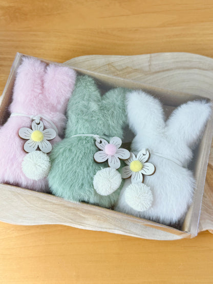 Fluffy pastel hanging Rabbits - set of 3