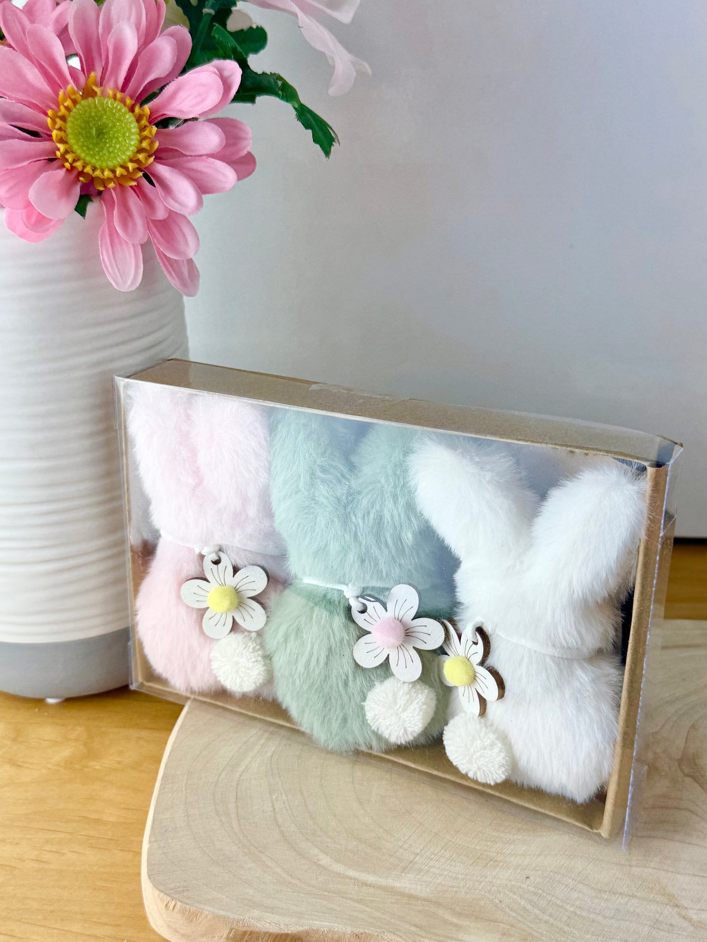 Fluffy pastel hanging Rabbits - set of 3