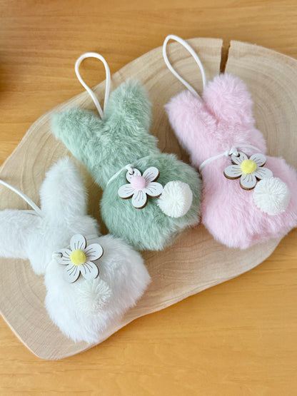 Fluffy pastel hanging Rabbits - set of 3