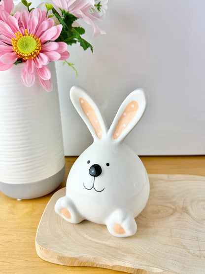 White ceramic sitting bunnys - 2 sizes