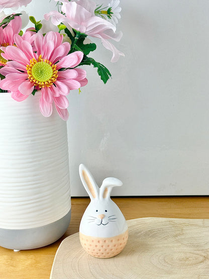White & Beige ceramic sitting bunnys - 2 sizes