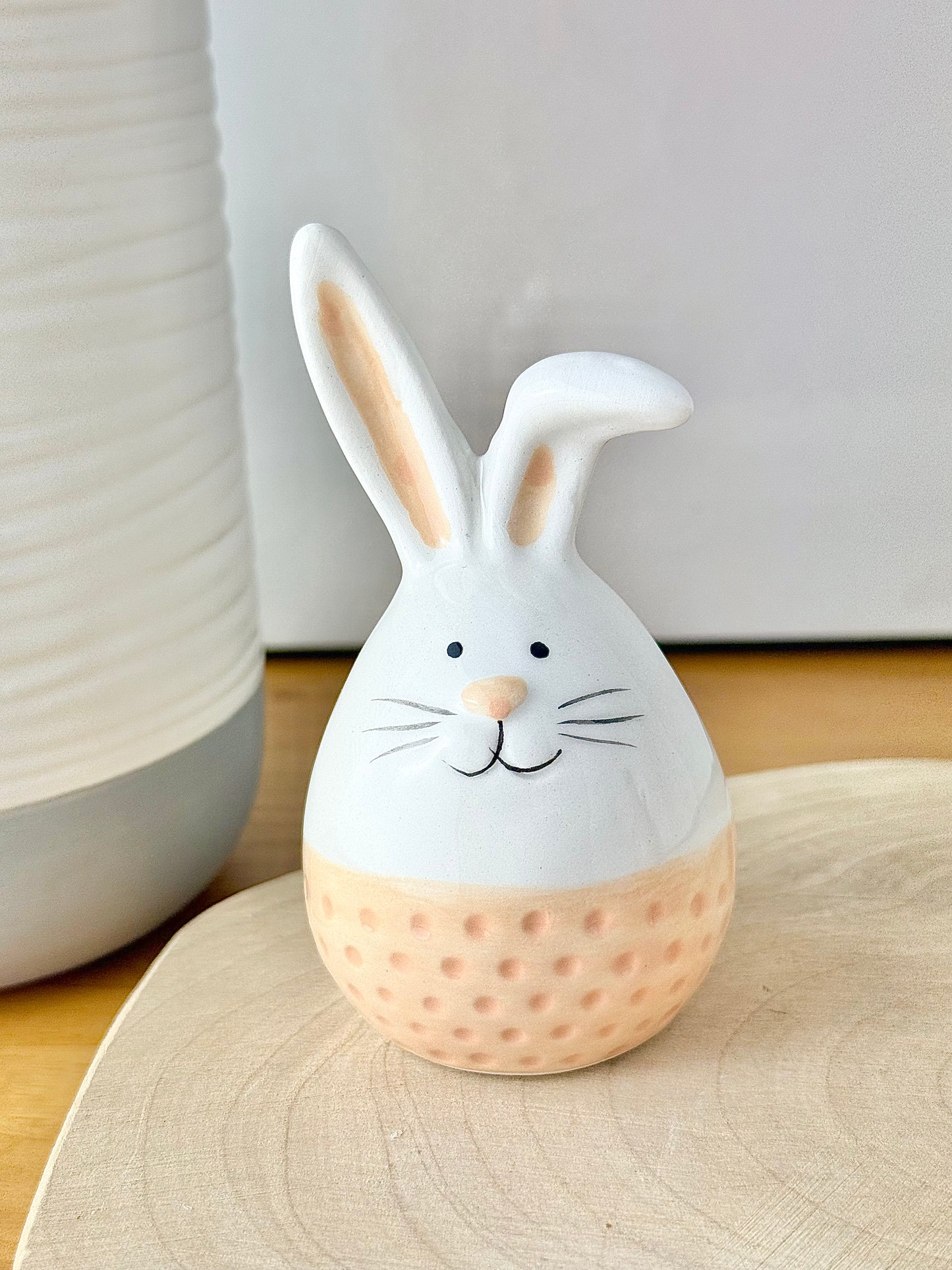 White & Beige ceramic sitting bunnys - 2 sizes