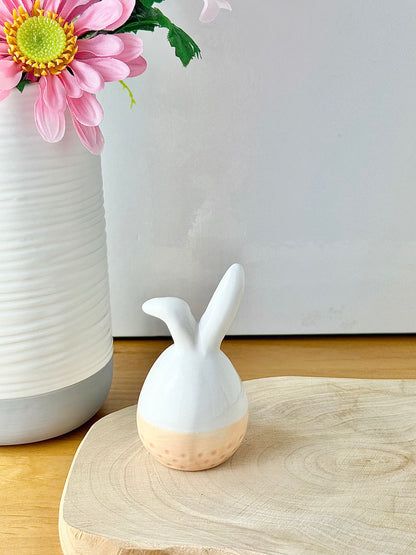 White & Beige ceramic sitting bunnys - 2 sizes