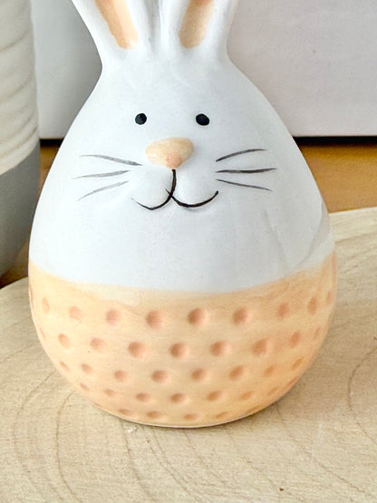 White & Beige ceramic sitting bunnys - 2 sizes