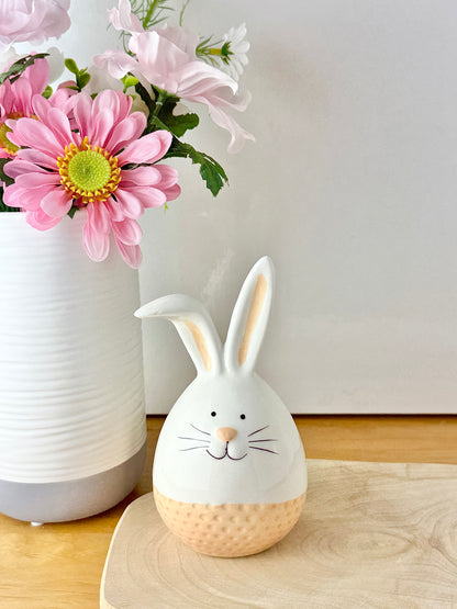 White & Beige ceramic sitting bunnys - 2 sizes