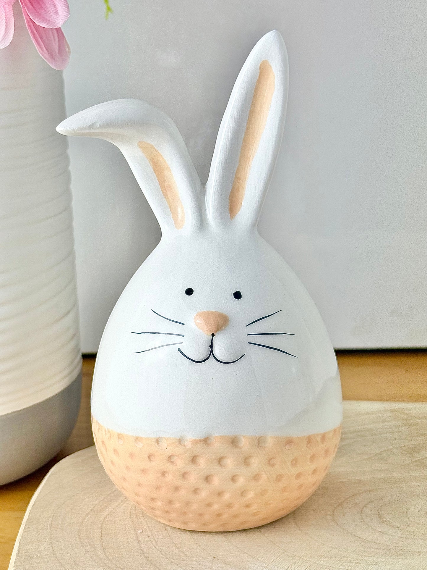White & Beige ceramic sitting bunnys - 2 sizes