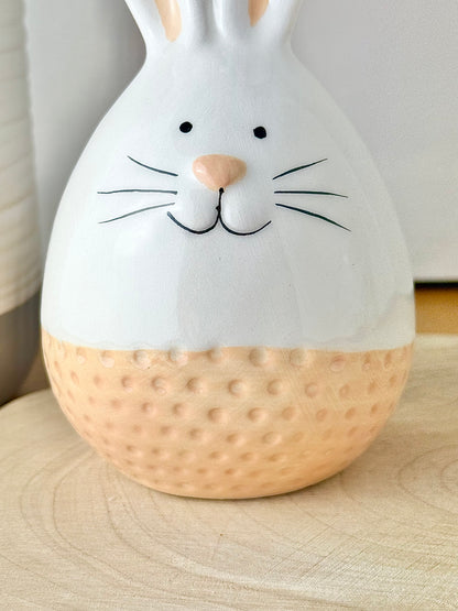 White & Beige ceramic sitting bunnys - 2 sizes