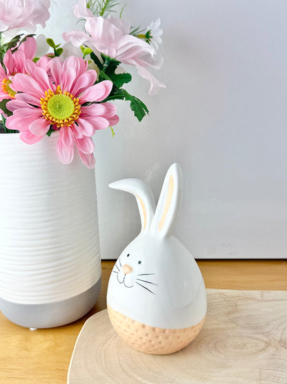 White & Beige ceramic sitting bunnys - 2 sizes